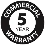 5 Year Commercial Warranty